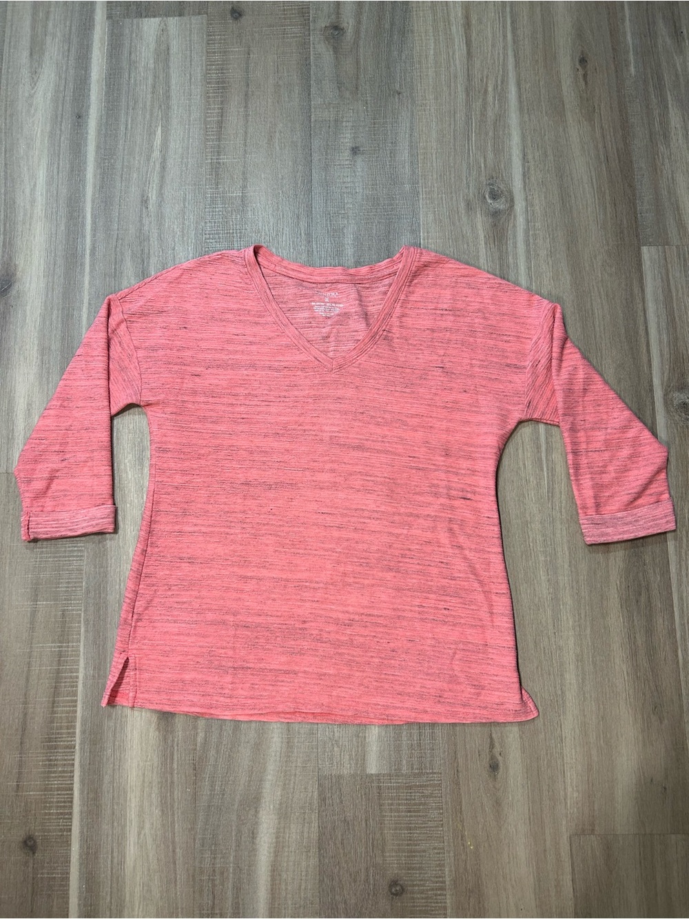 Sonoma Coral V-Neck 3/4 Sleeve Knit Top